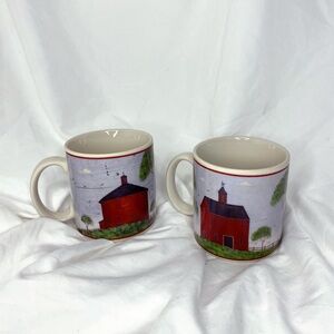 1998 Warren Kimble “Barns” Coffee Mugs